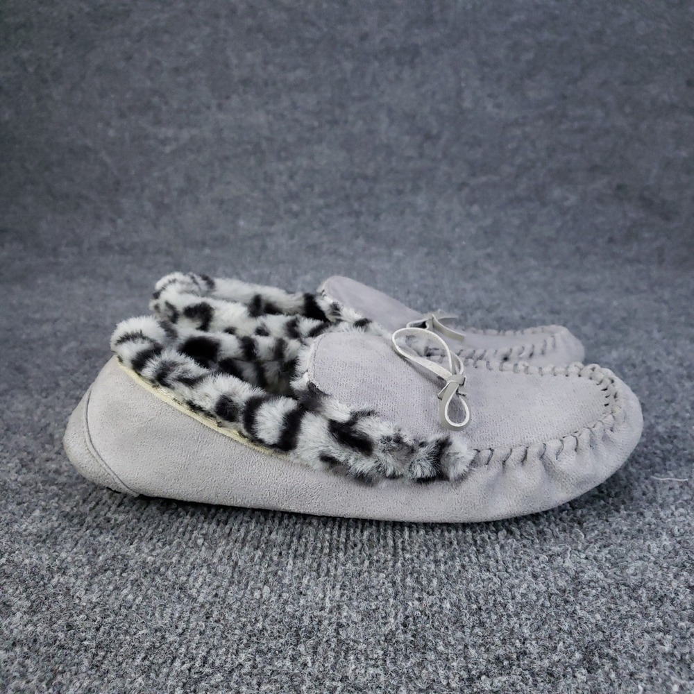 Ocean Coast Marley Shoes Women Size 9M Gray Faux Fur Moccasin Slippers Cozy Warm
